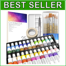 Load image into Gallery viewer, Premium 84-Piece Watercolor Set with Brushes, Paper &amp; Tutorials Included
