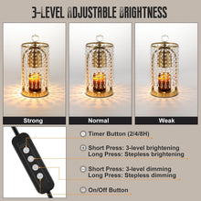 Load image into Gallery viewer, Candle Warmer with Timer &amp; 2 Bulbs - Stylish Gold Crystal Decor for Home