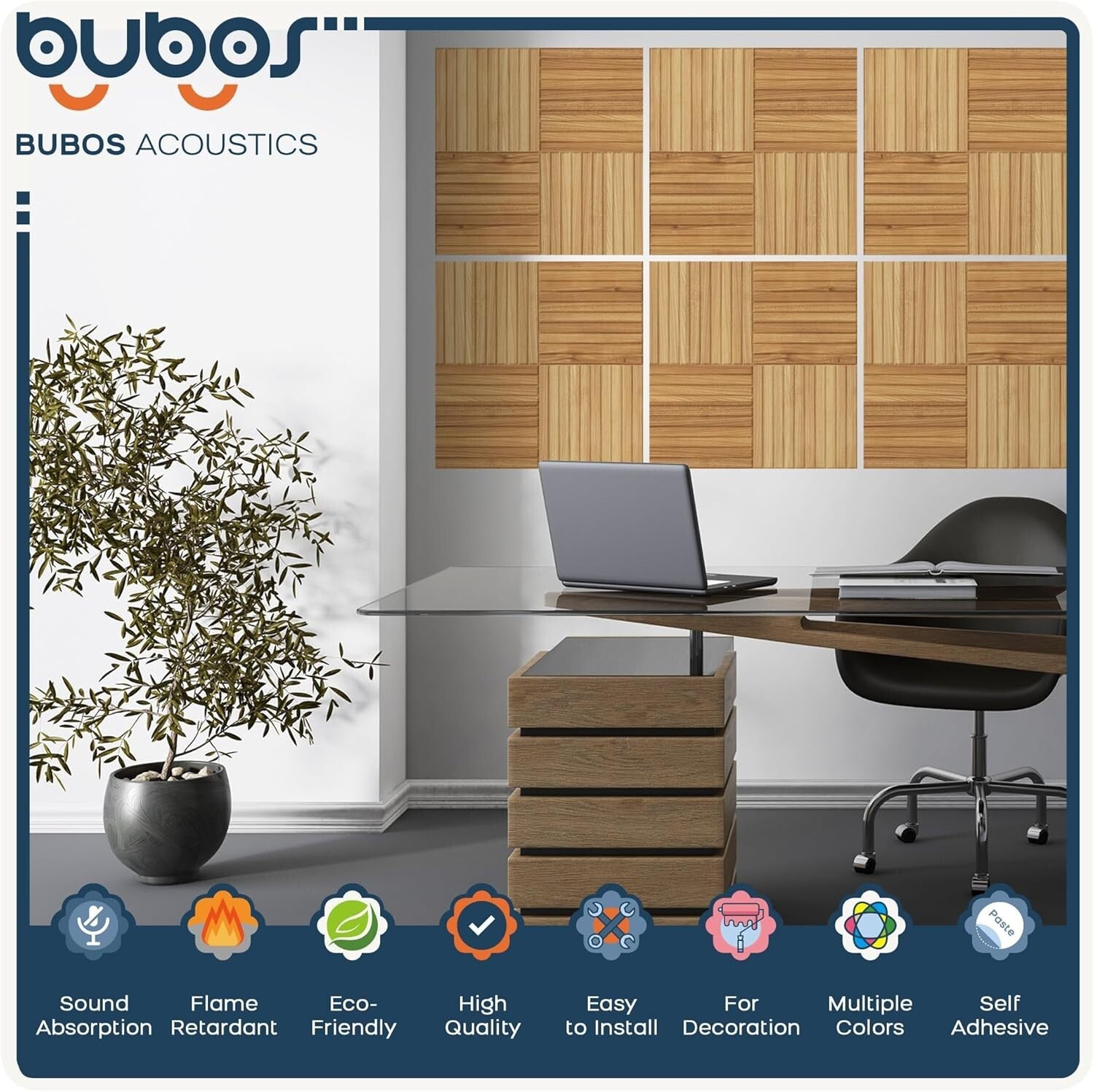 6-Pack 72x48'' Self-Adhesive Acoustic Panels - Decorative Soundproof Wall Art