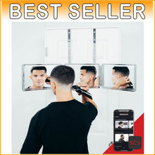 Load image into Gallery viewer, LED Lighted 3-Way Mirror with Free App - Your Ultimate Self-Cut Companion