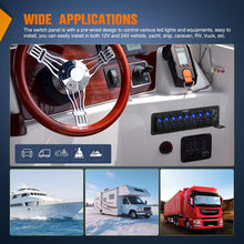 Load image into Gallery viewer, 8 Gang Rocker Switch Panel w/ PD Type C &amp; USB Charger – Waterproof Aluminum