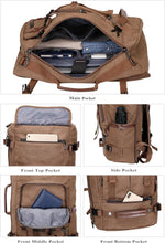 Load image into Gallery viewer, Convertible Canvas Travel Backpack with Leather Accents - 22" Stylish Design