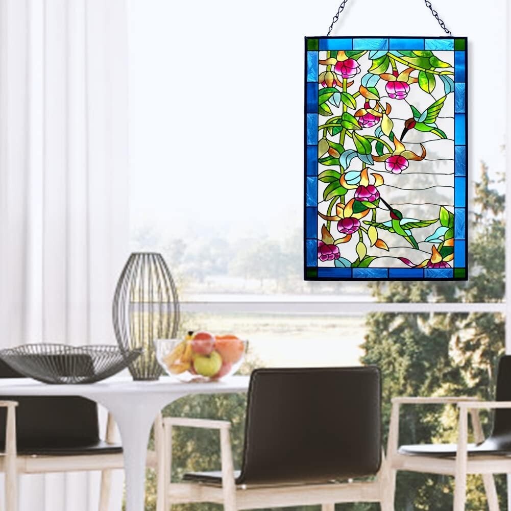 Vibrant Hummingbird Stained Glass Suncatcher - Perfect Gift for Bird Lovers
