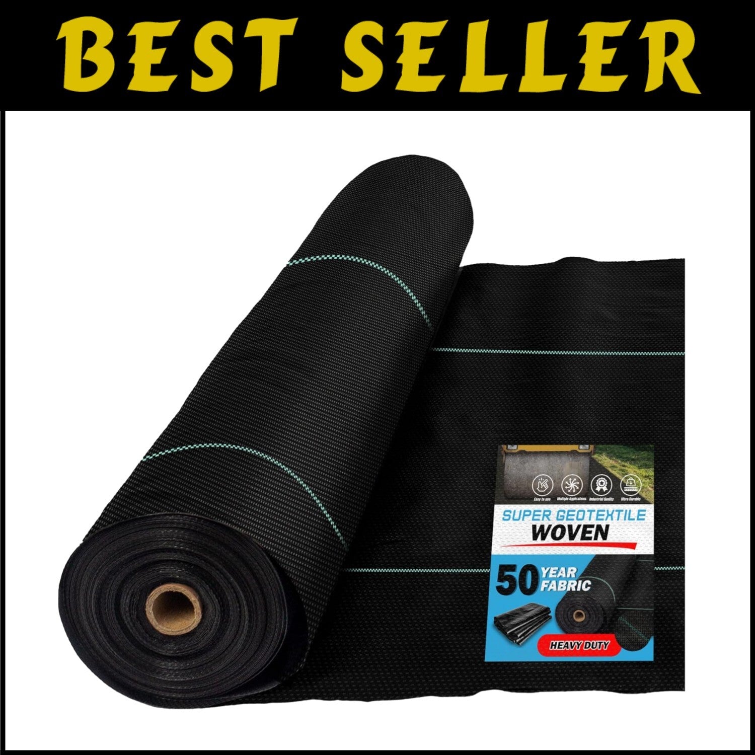 Heavy-Duty 4 oz Woven Geotextile Fabric - 50 Year Driveway Stabilization, 6x250
