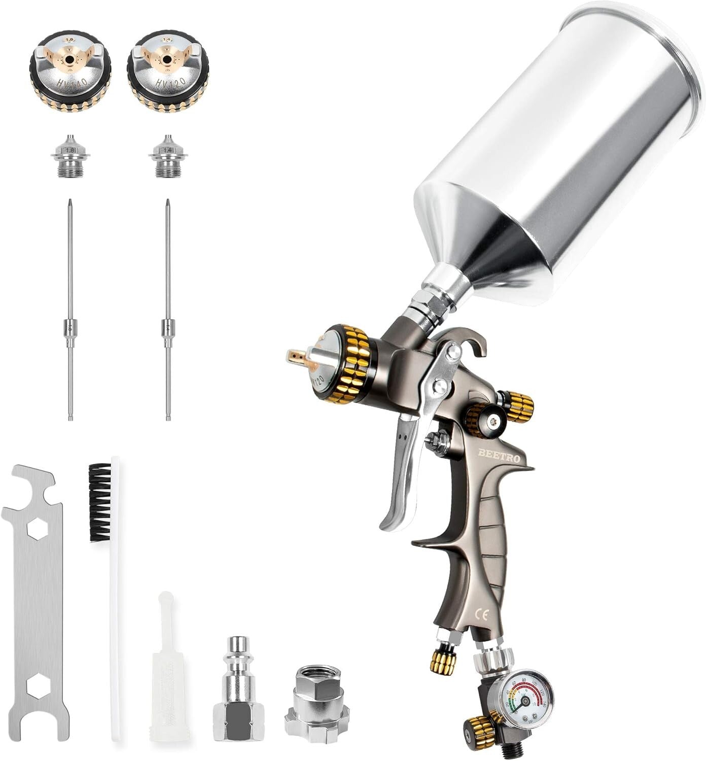High-Efficiency HVLP Air Spray Gun 14.3 CFM - Perfect Finish with No Drip Design