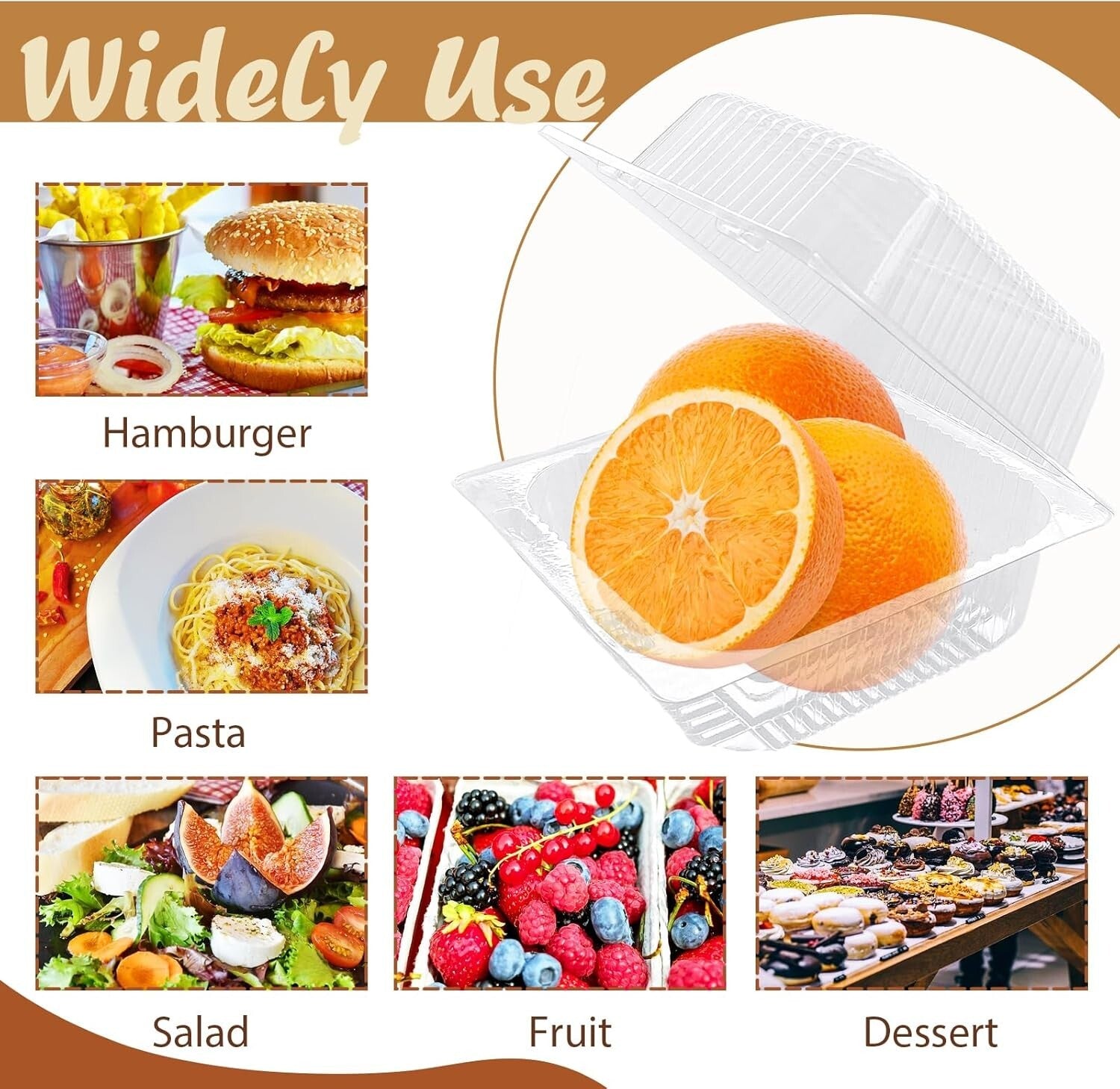 Durable 300 Pcs Hinged Takeout Containers - Lightweight & Secure Food Storage