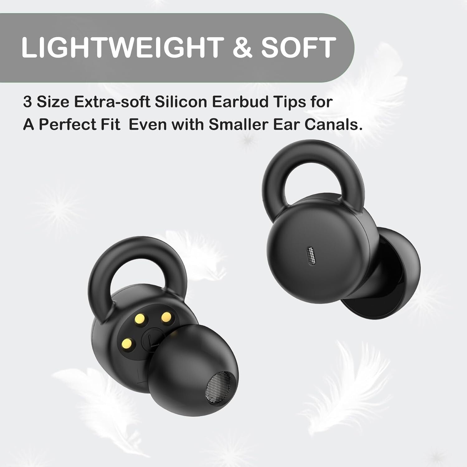Wireless Sleep Buds for Side Sleeping - Bluetooth Earbuds with Silicone Tips