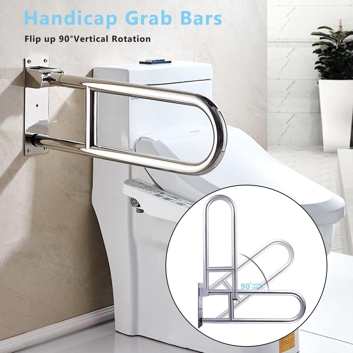 Ergonomic 23.6” Toilet Grab Bar with 300 lbs Capacity - Space-Saving Design