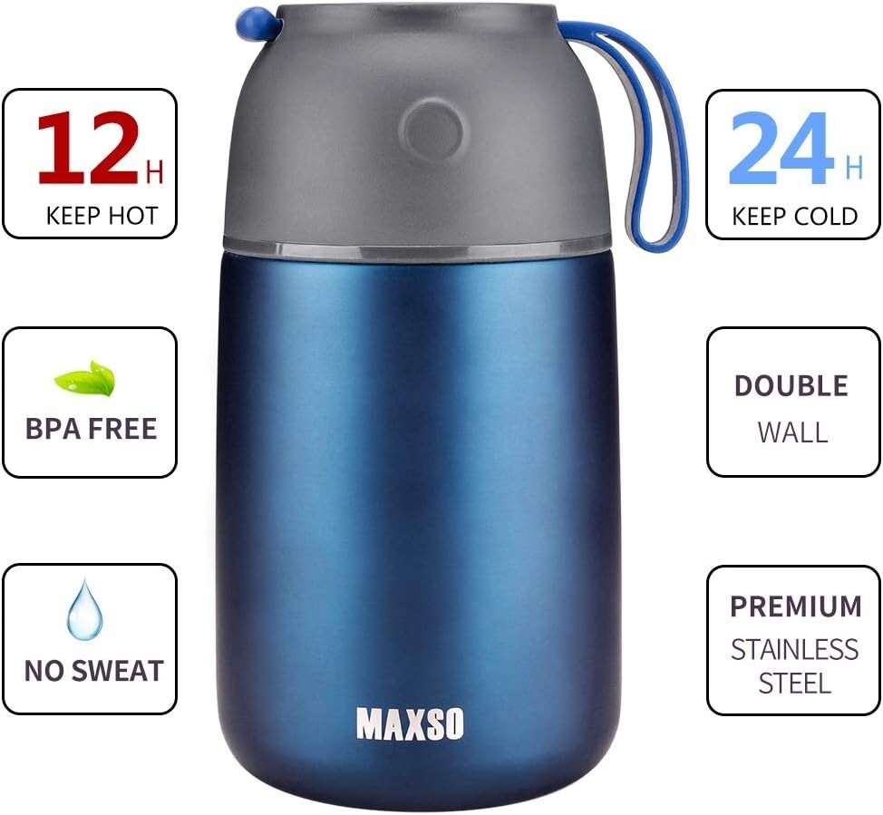 Stainless Steel Vacuum Food Jars - Keep Meals Hot & Cold for 24 Hours