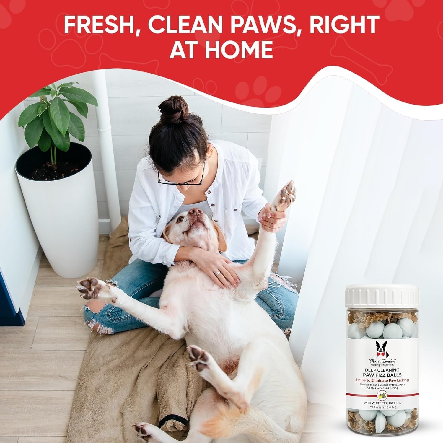 Deep Cleaning Paw Soak Fizz Balls: 300 Groomer-Size Relief Tablets for Dogs