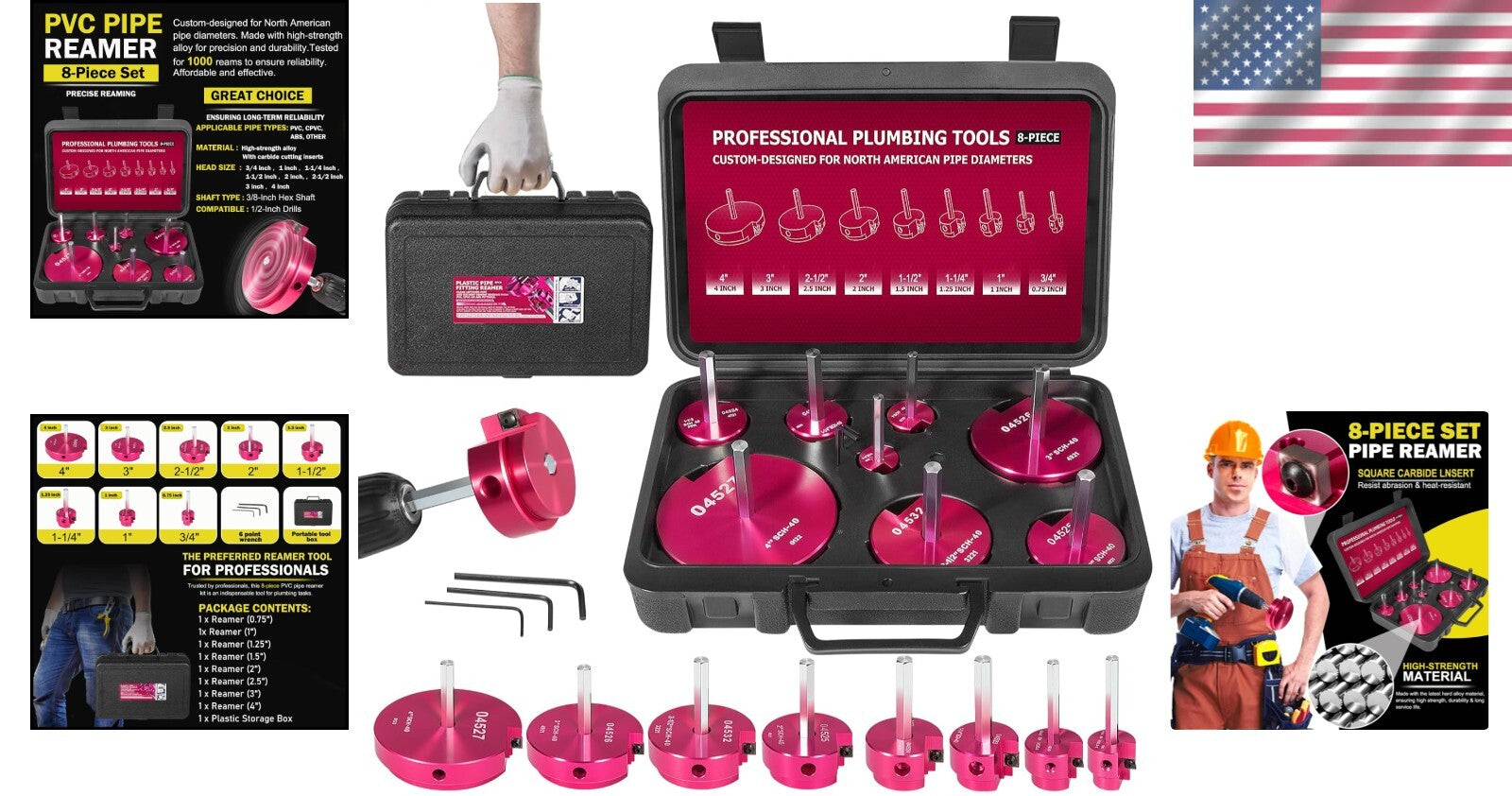 Complete 8-Piece Reamer Kit - Precision Tools for PVC, CPVC & ABS Pipe Repairs