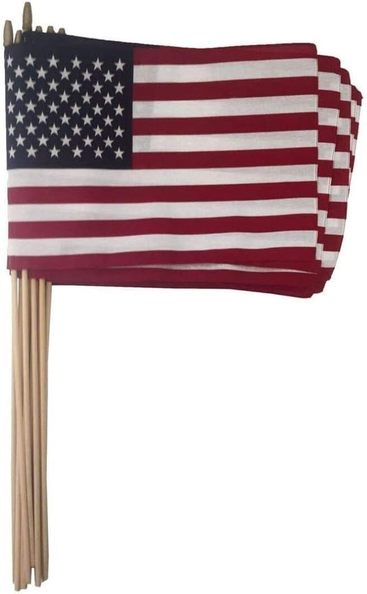 Set of 12 Cotton American Flags on 30