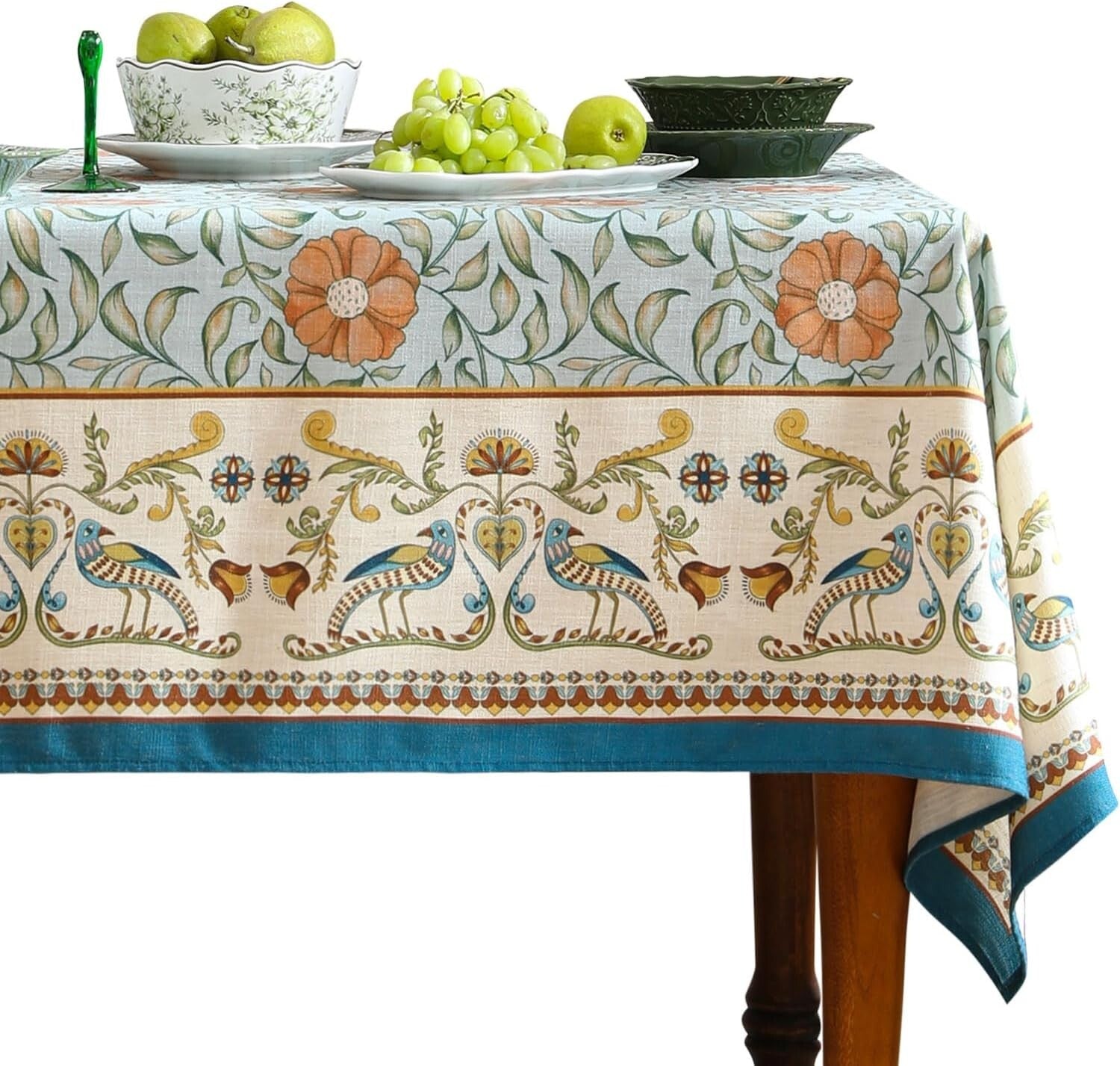 Heavyweight Floral Print Tablecloth - 63''x87'' for Stylish Dining Celebrations
