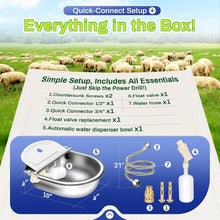 Load image into Gallery viewer, 2.5L Auto-Filling Stainless Steel Water Bowl Kit for Farm Animals - Complete Set