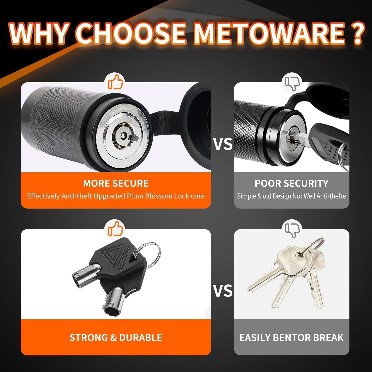 Modern Dogbone Style Trailer Coupler Lock 1/4" Dia – Easy Push-to-Lock Design