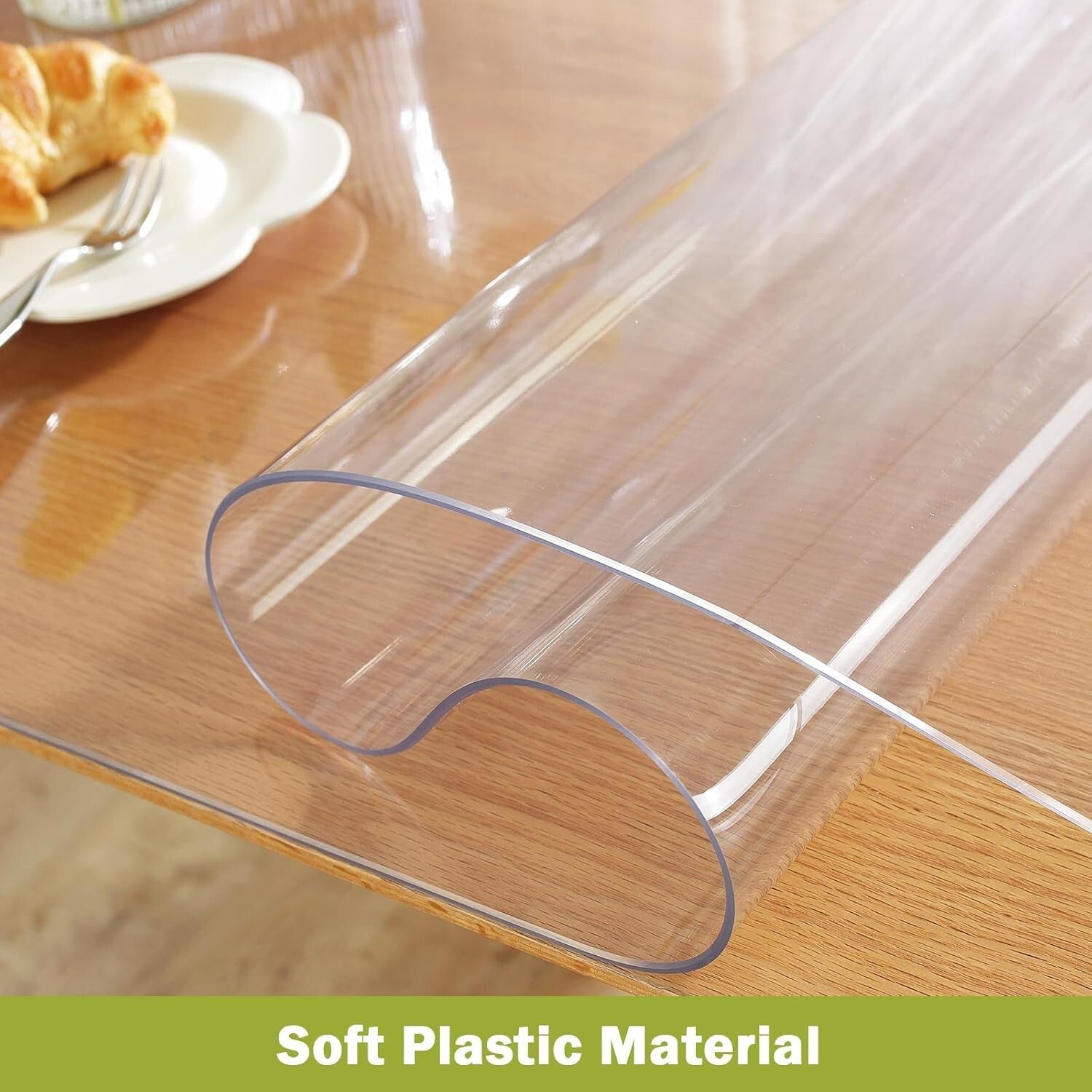 Durable 1.5mm Thick PVC Table Cover - Clear Protector for Dining & Writing Desks