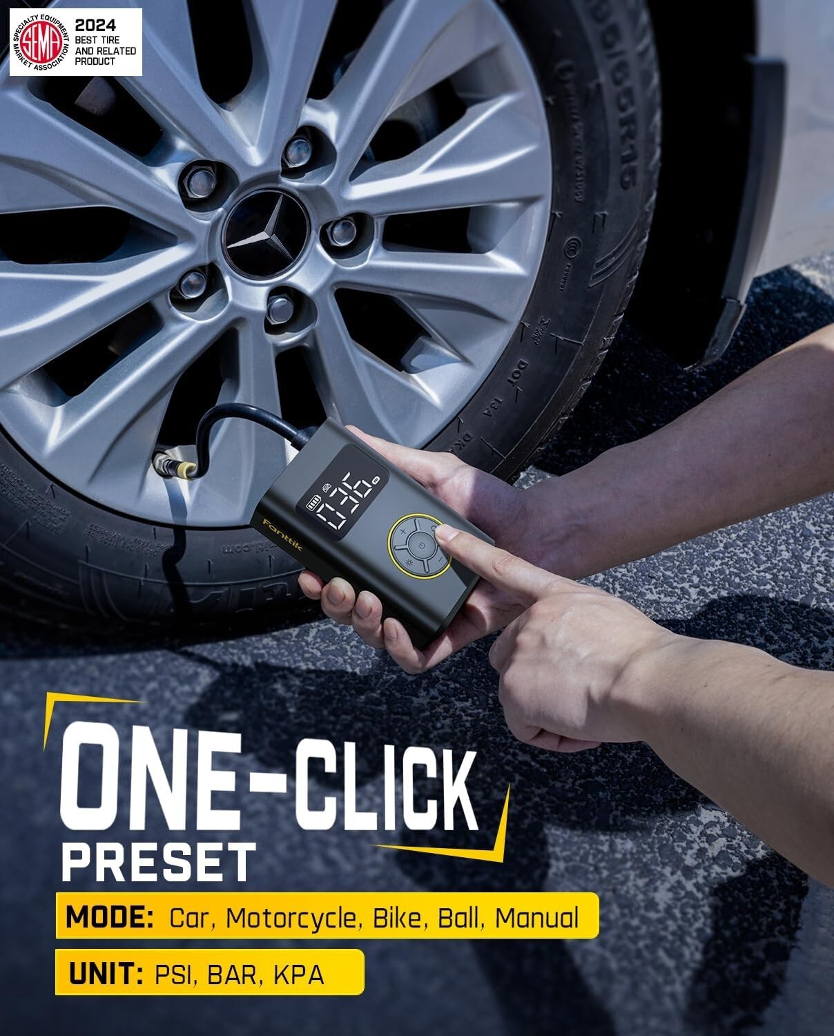 Fanttik X9 Pro Electric Bike Pump - 150 PSI Auto Shut-off, Lightweight Design