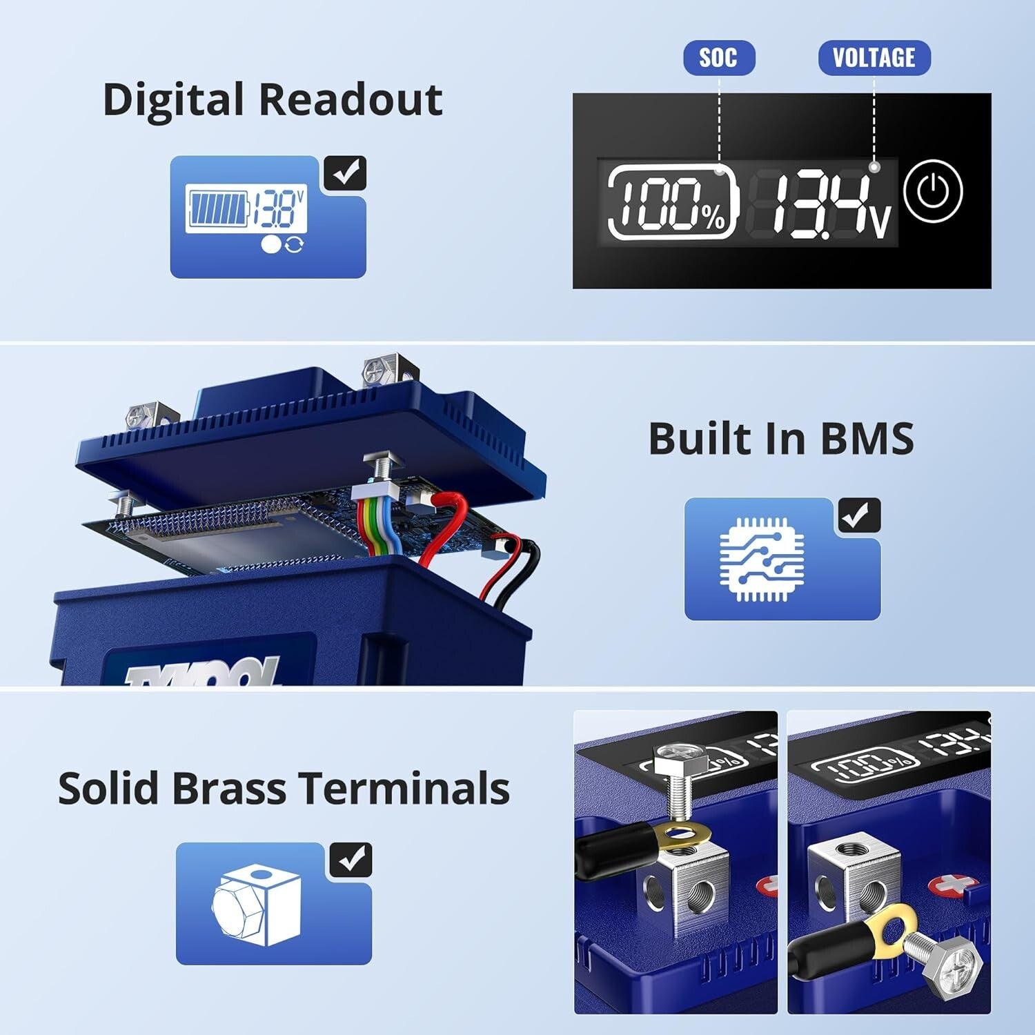 High-Performance 12V 8Ah LiFePO4 Lithium Battery for ATV & Motorcycle - 480CCA