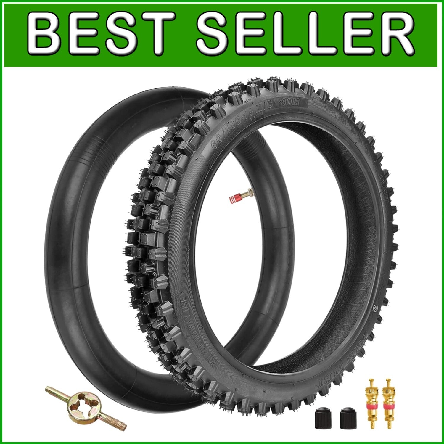 Durable 60/100-14 Tire & Inner Tube Combo for Off-Road Motocross Riding