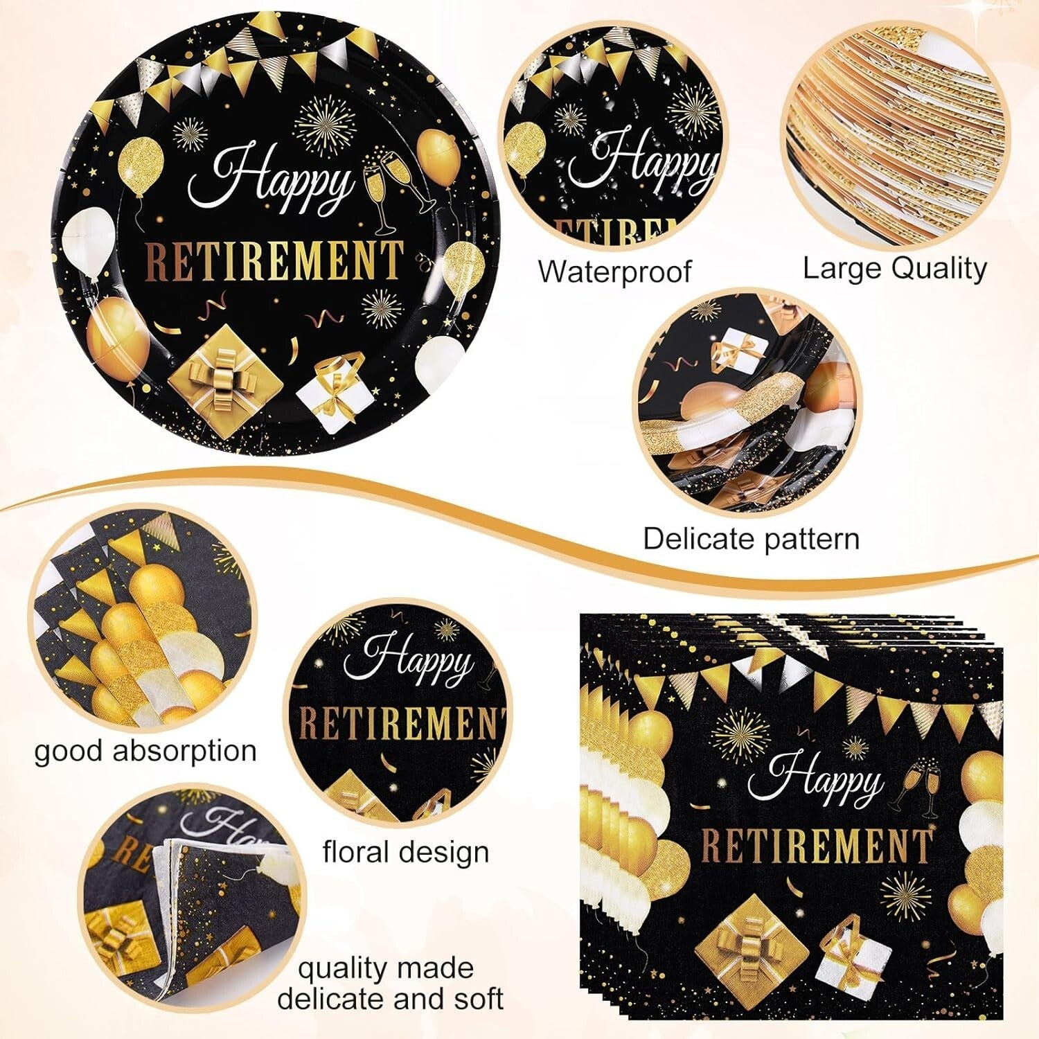 Durable 452 Pcs Elegant Retirement Party Tableware - Ideal for Any Celebration