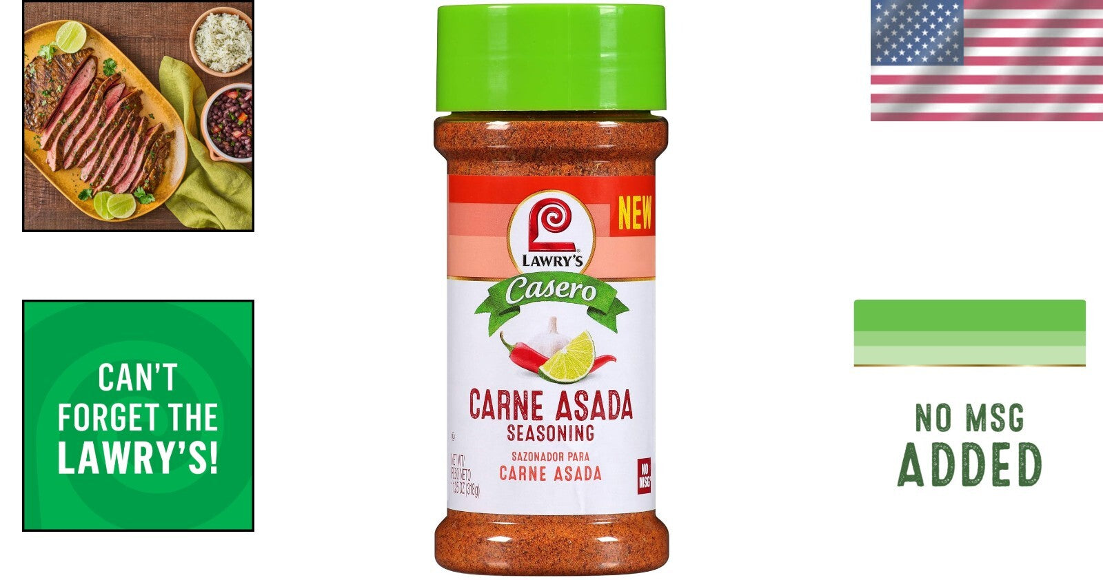 Casero Carne Asada Seasoning - Authentic Mexican Style, 11.25 Oz (12 Pack)