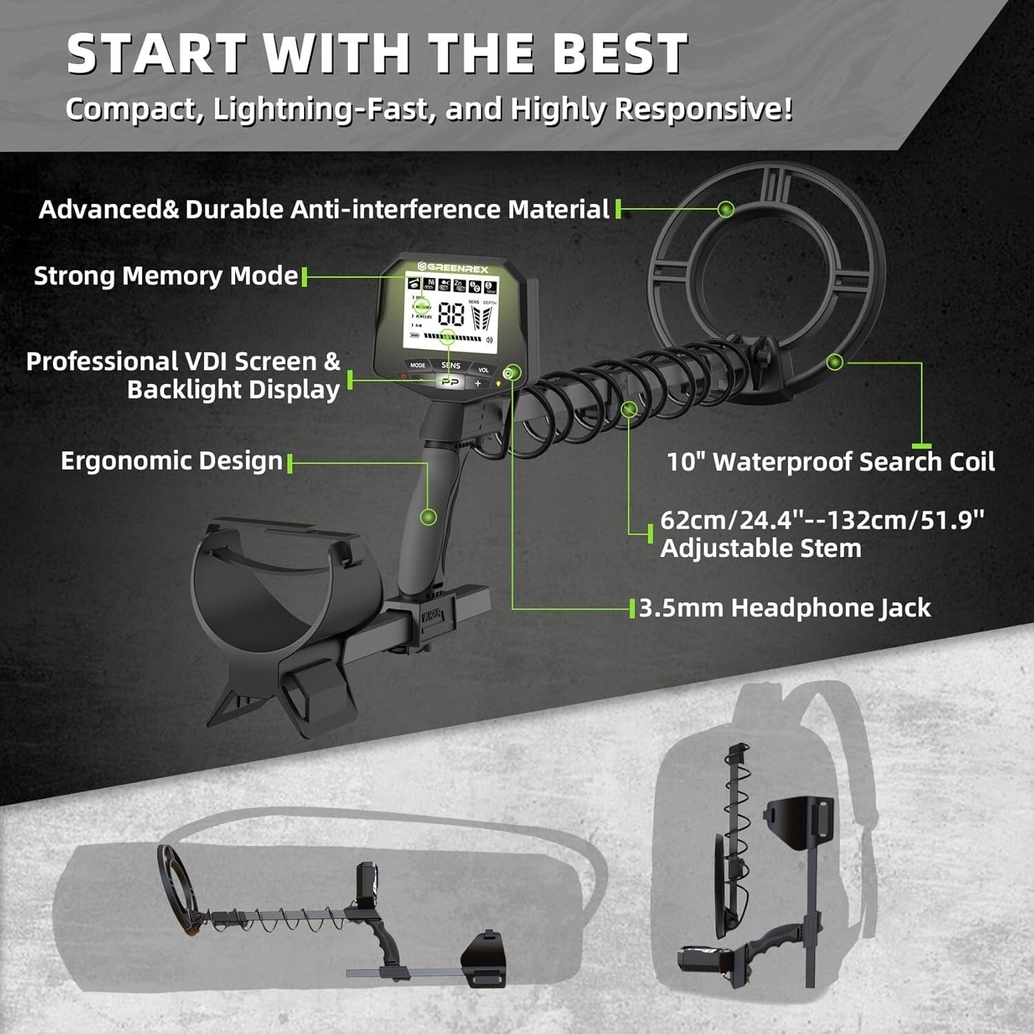 All-in-One Metal Detector Kit: Waterproof, Adjustable & Travel-Ready Accessories