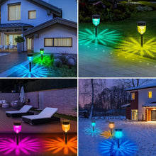 Load image into Gallery viewer, Modern Solar Outdoor Path Lights - Touch Control Color Changing LED Set