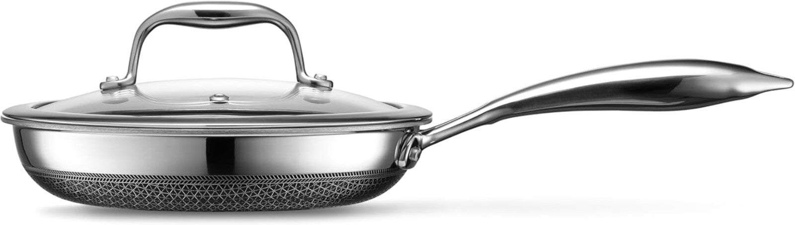 Tri-Ply 8-Inch Nonstick Frying Pan with Tempered Lid - Dishwasher Safe & Durable
