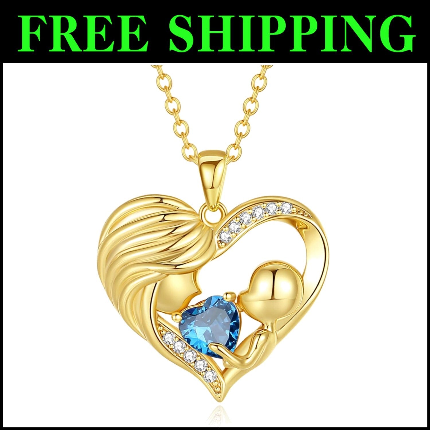 Sterling Silver Love Heart Pendant Necklace with Blue Topaz - Ideal Gift for Mom