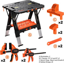 Load image into Gallery viewer, Portable Folding 2-in-1 Workbench &amp; Sawhorse - Lightweight &amp; Multifunctional