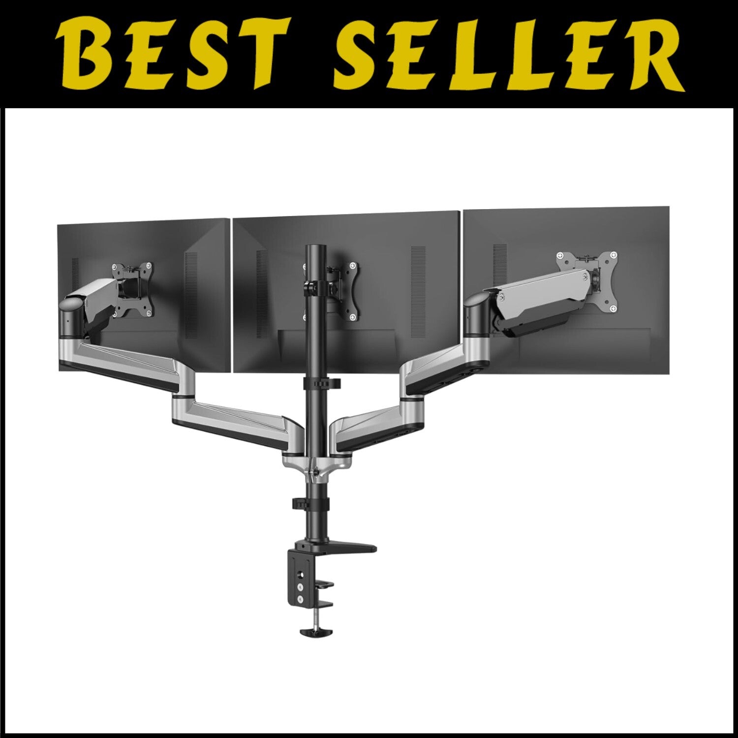 Versatile Articulating Triple Monitor Stand for Flat/Curved Screens - Easy Setup