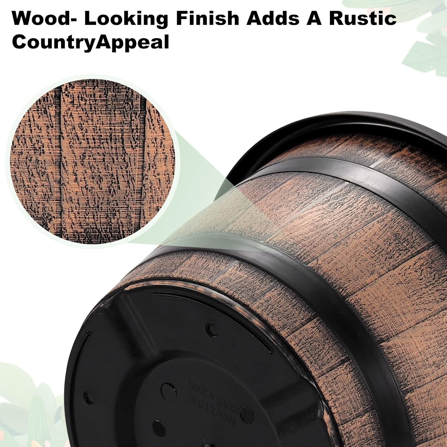 Elegant 14" Round Resin Flower Pots - 5-Gallon Whiskey Barrel Planter Design