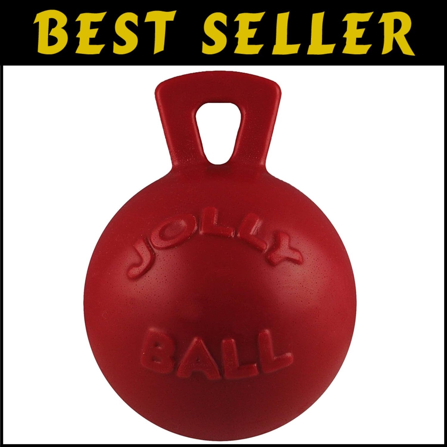 Durable Tug-N-Toss Dog Toy Ball with Handle for Large Breeds - 10" XL Red