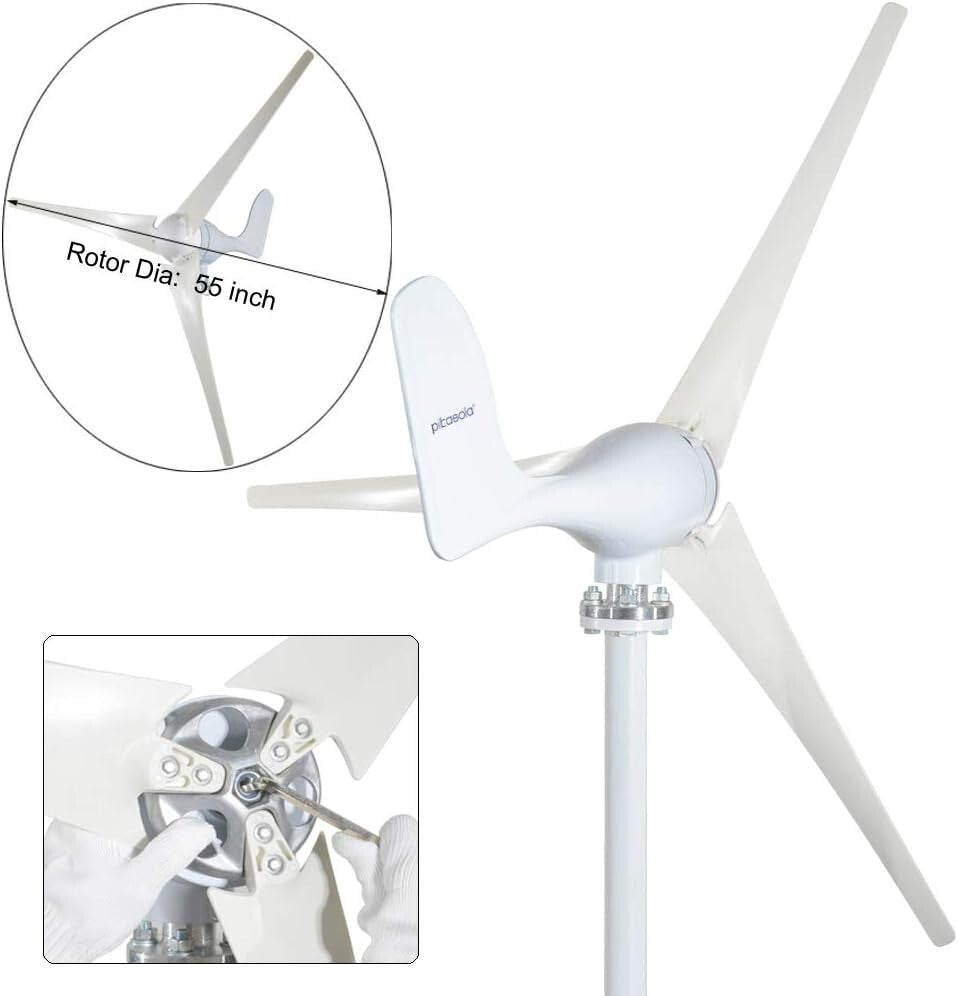 Lightweight 400W Wind Generator with Yaw System - Perfect for Wind-Solar Hybrid