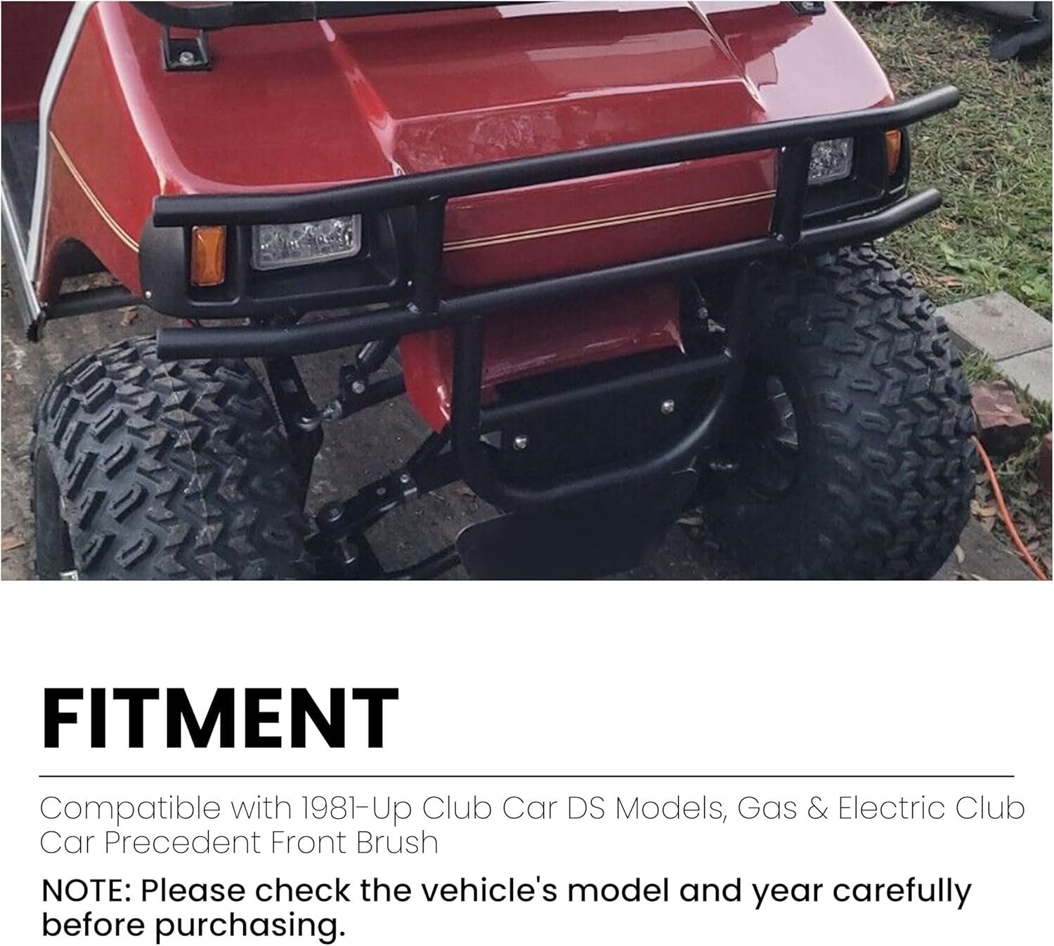 Sleek Matte Black Brush Guard for Club Car DS - Durable Steel Front Bumper