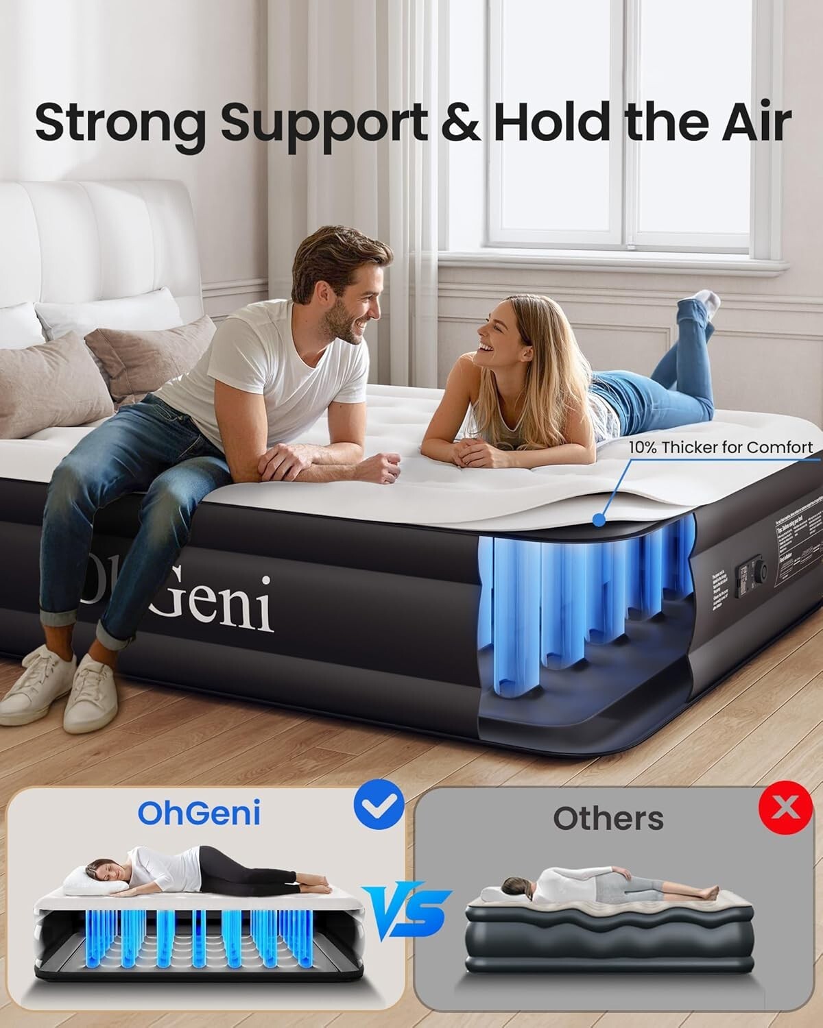 18” King Air Mattress with Built-in Pump - Foldable & Space-Saving Solution