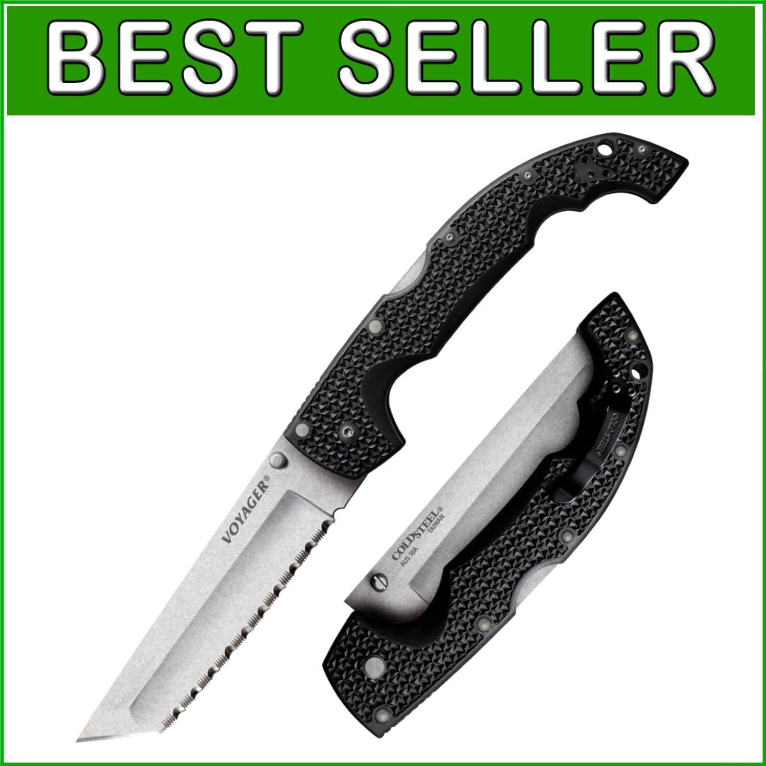 Durable XL Voyager Folding Knife with Serrated Tanto Blade for Everyday Carry
