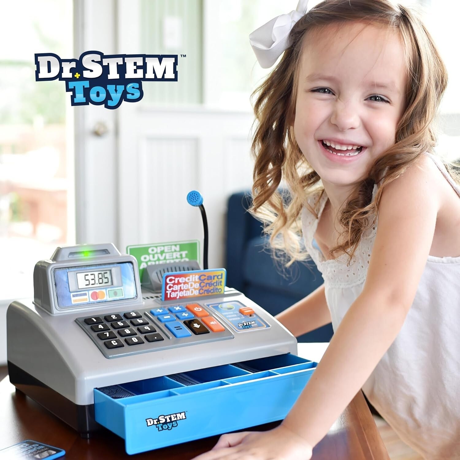 Durable Cash Register Play Set: 69 Pieces with Interactive Voice and Languages