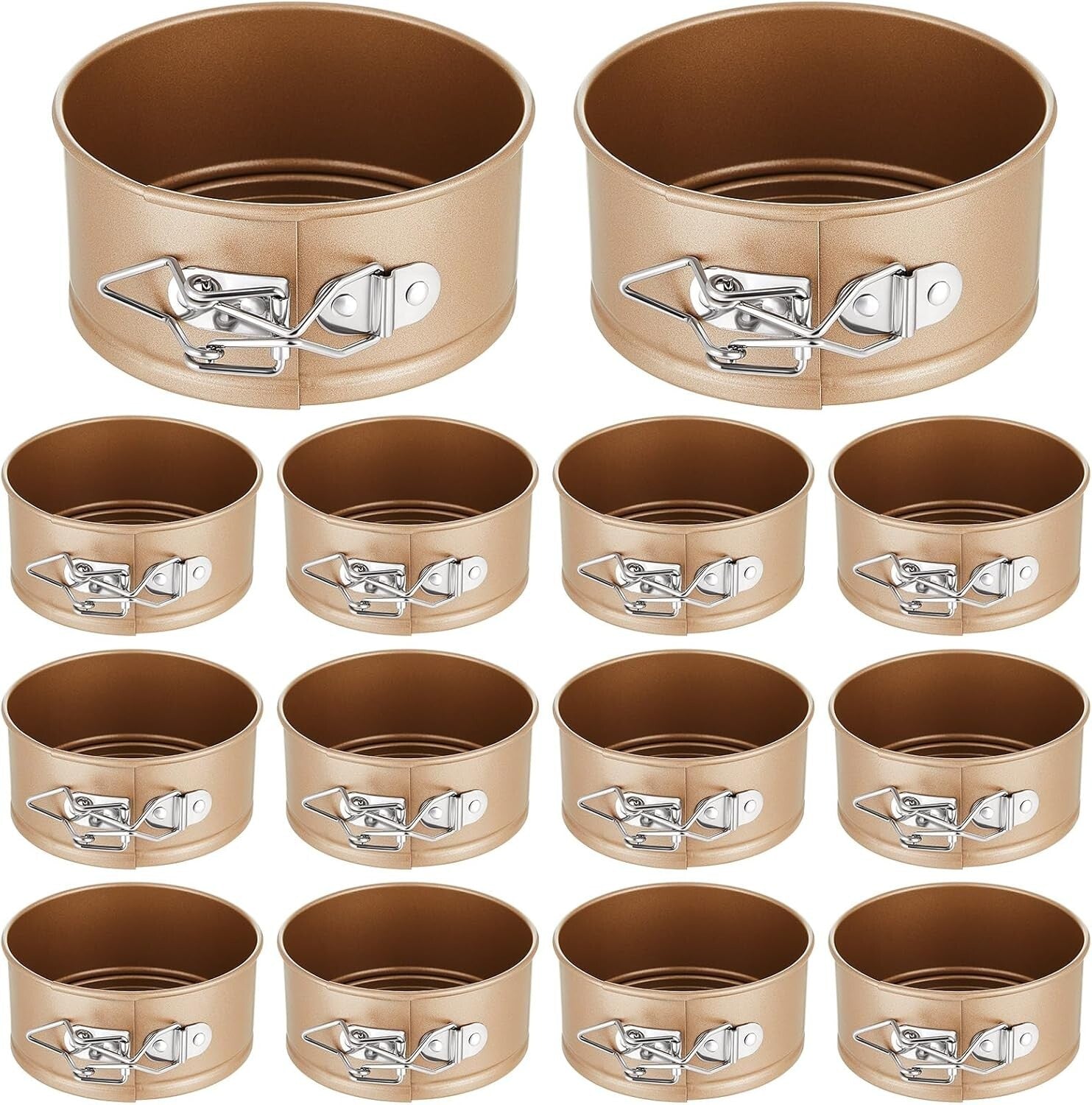 12 Pcs Gold Mini Springform Pans - 4 Inch Nonstick Cake Molds for Desserts