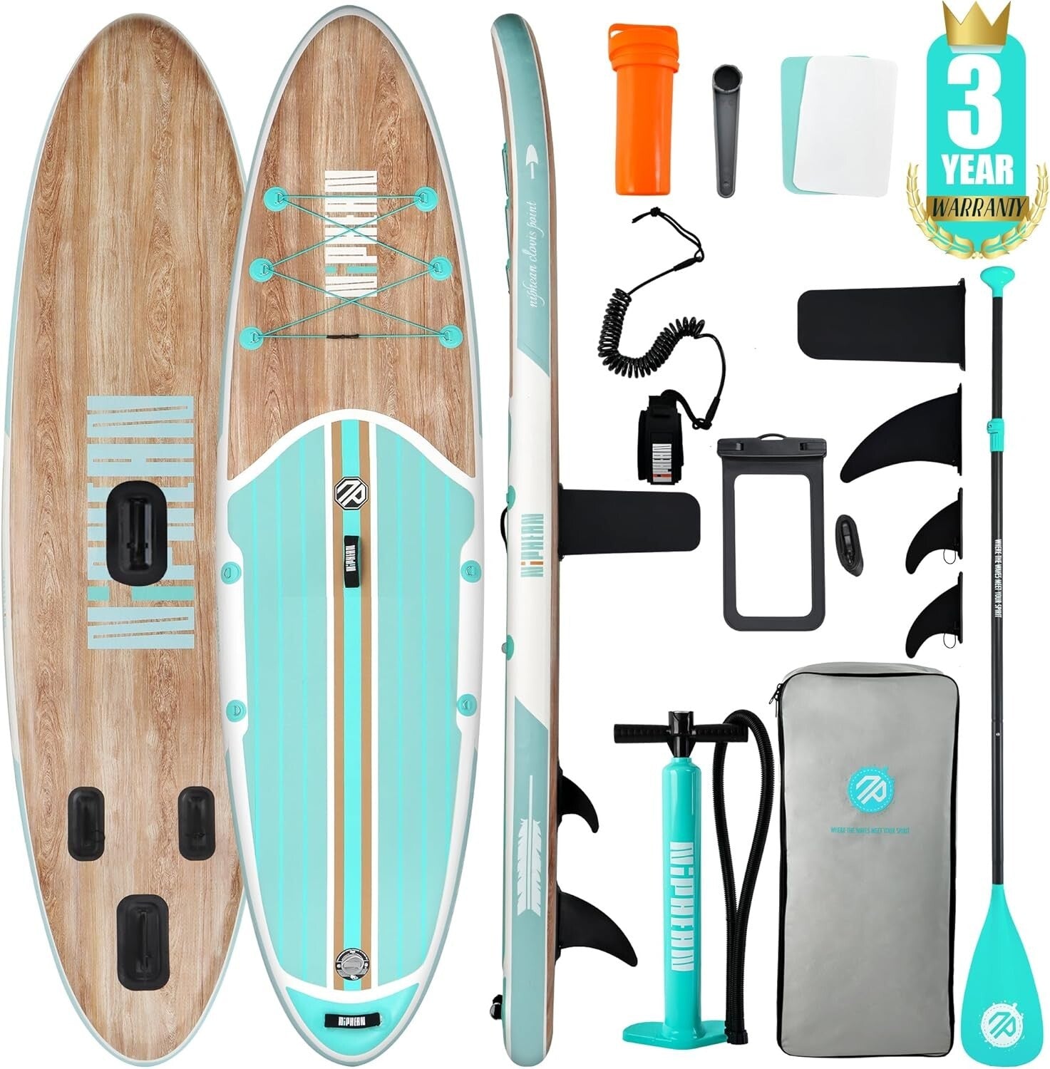 Versatile 10’6’’ Inflatable Paddle Board with Full Accessories Set - Mint