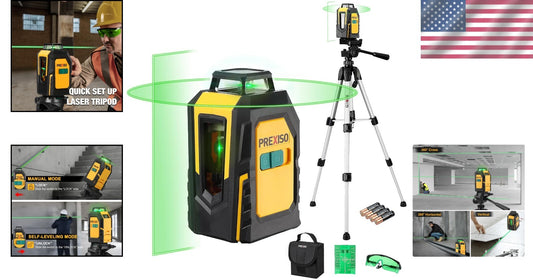 Bright Green 360° Laser Level with Tripod & Boxed Accessories for Accuracy