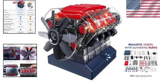 Interactive V8 Engine Model Kit with Realistic Sounds - Perfect STEM Challenge