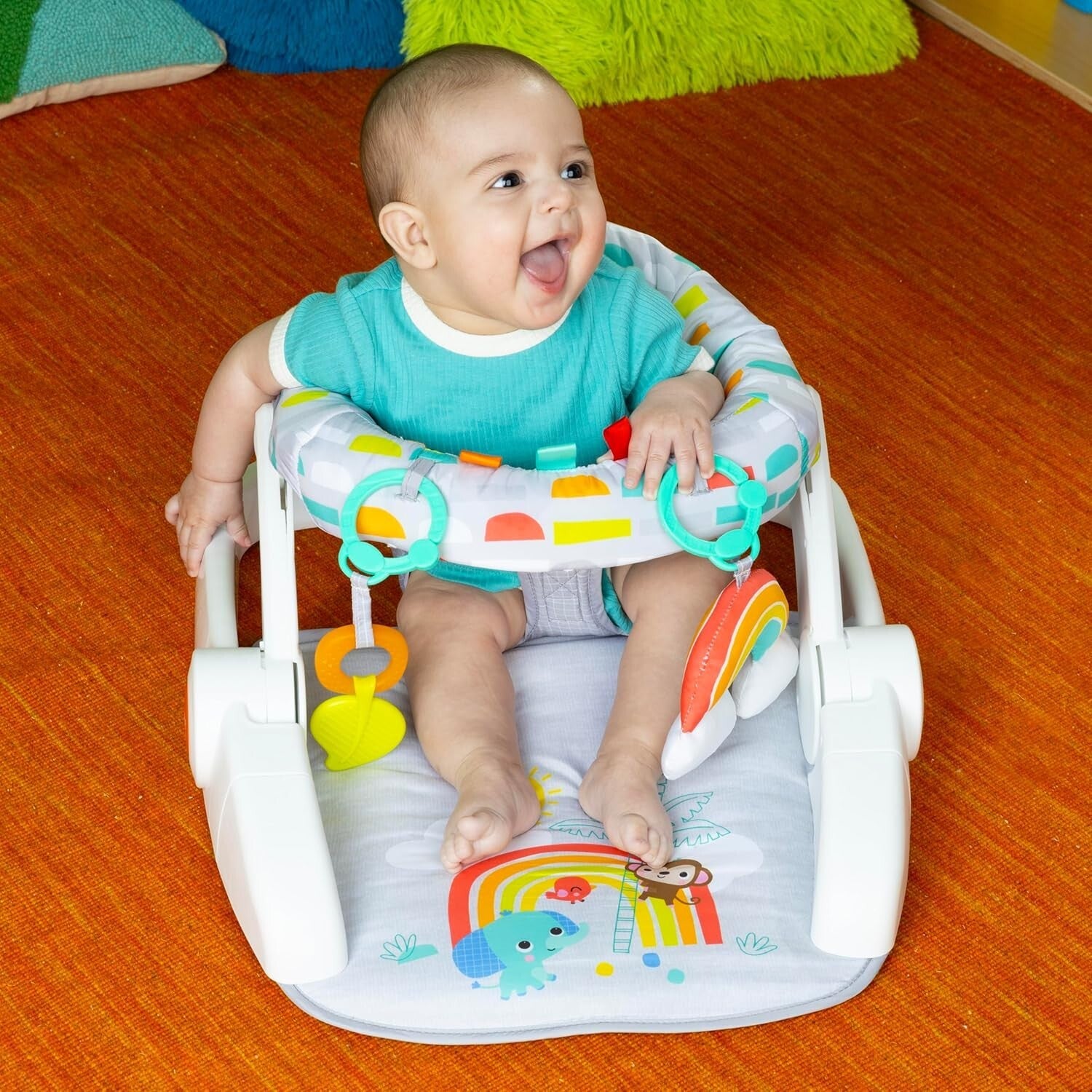 Learn-To-Sit Portable Baby Floor Seat 2 Positions with Sensory Toys, 4-12 Months