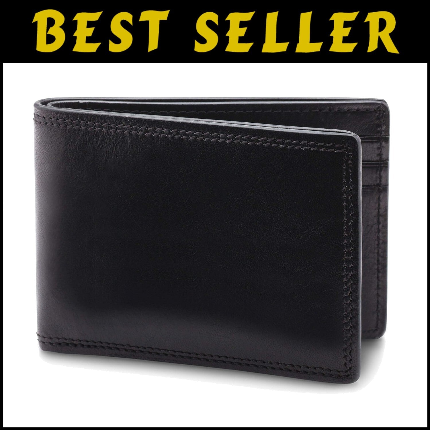 Stylish Men's Black Bifold Wallet - Hand-Stained Dolce Leather Design