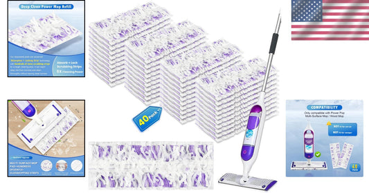 Advanced 40 Count Disposable Power Mop Pads - Thicker for Effective Cleaning