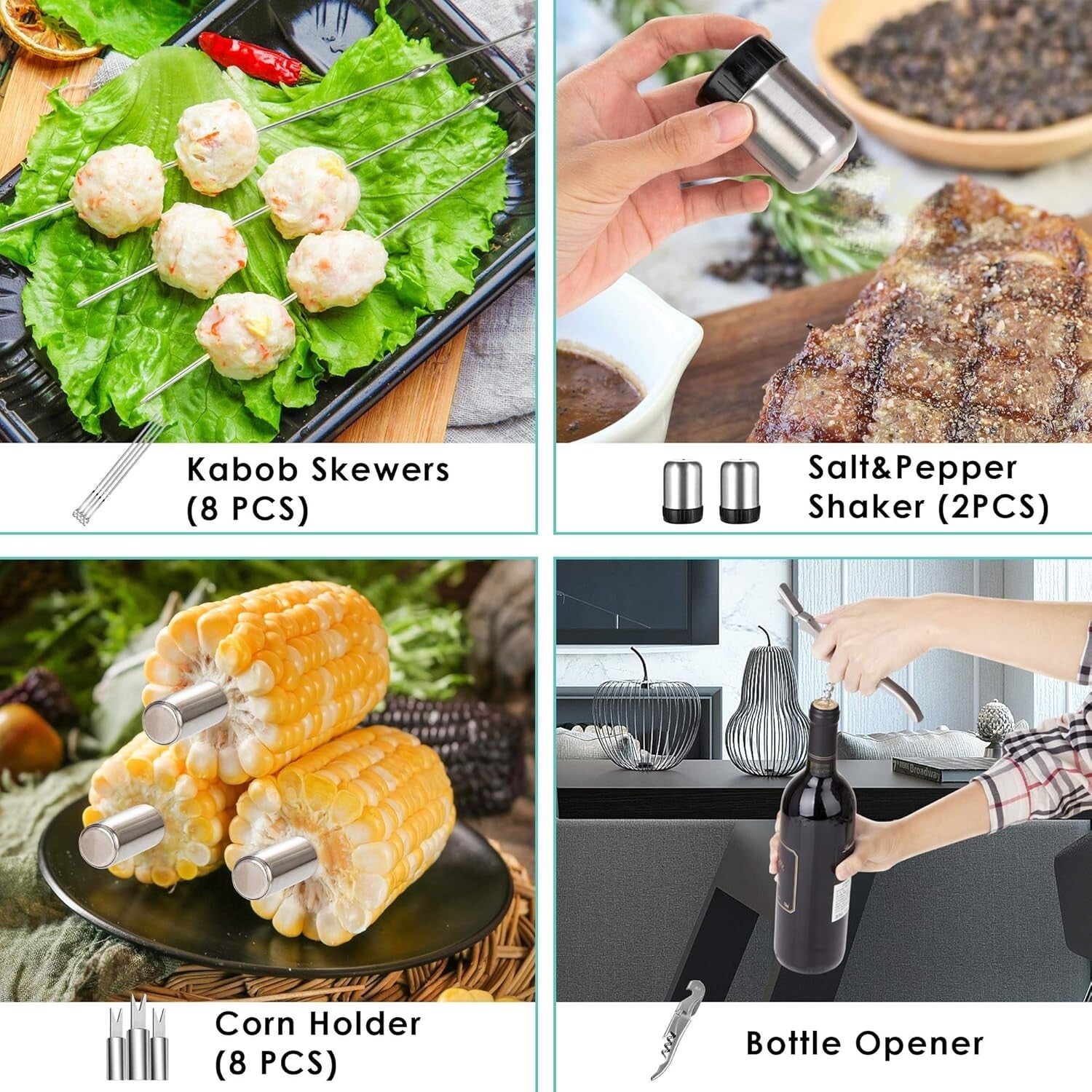 Durable 32-Piece Grill Tool Set with Silicone-Handled Utensils & Portable Case