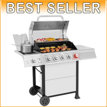 Load image into Gallery viewer, Premium 5-Burner Gas Grill with Built-In Thermometer &amp; Removable Grease Tray