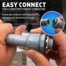 Load image into Gallery viewer, 25 Ft 3/4 Inch PVC Liquid-Tight Conduit with Straight &amp; 90-Degree Connectors
