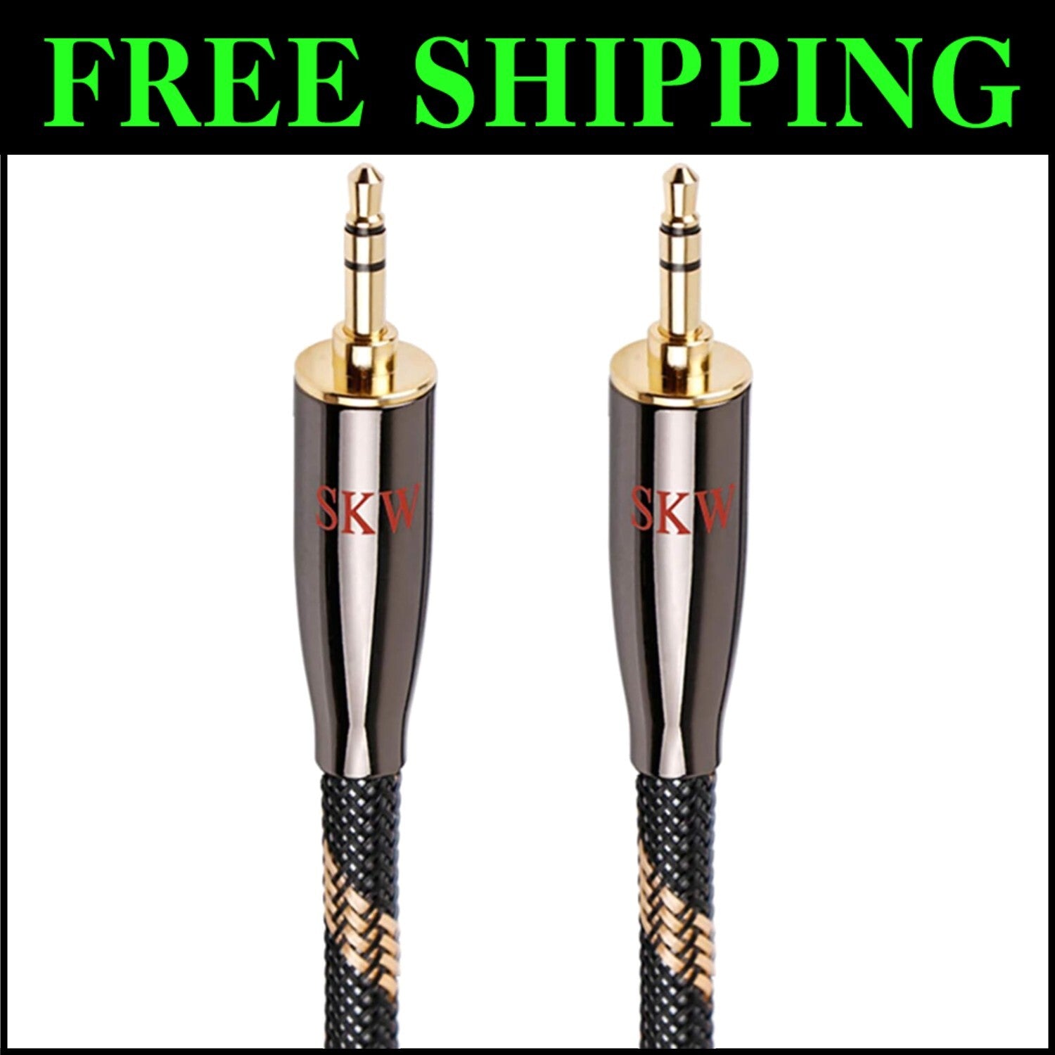 Bi-Directional 3.5mm Auxiliary Cable - Premium Braided Design for Audiophiles