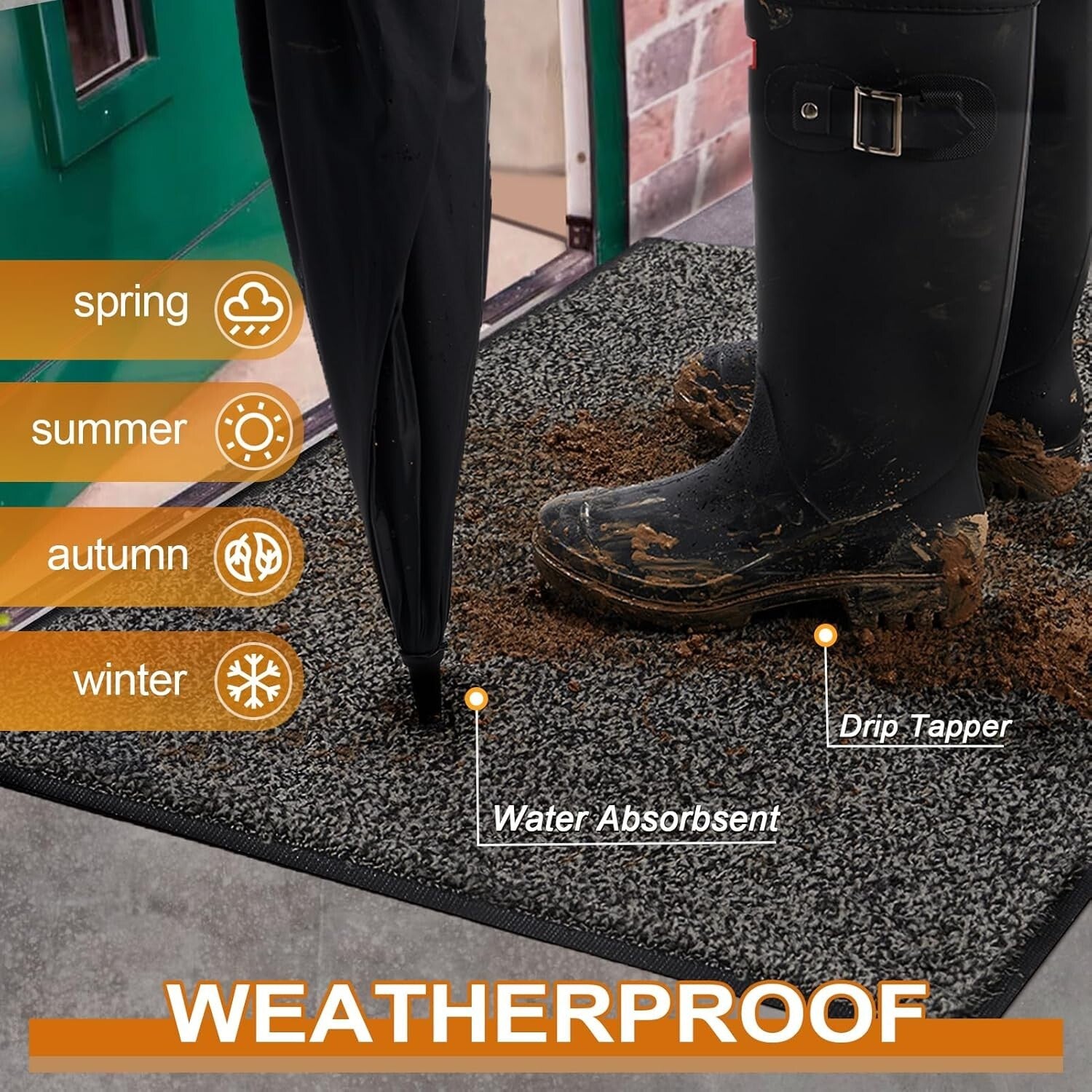 Machine Washable Non-Slip Doormat 60" x 36" - Stylish Outdoor/Indoor Entry Rug